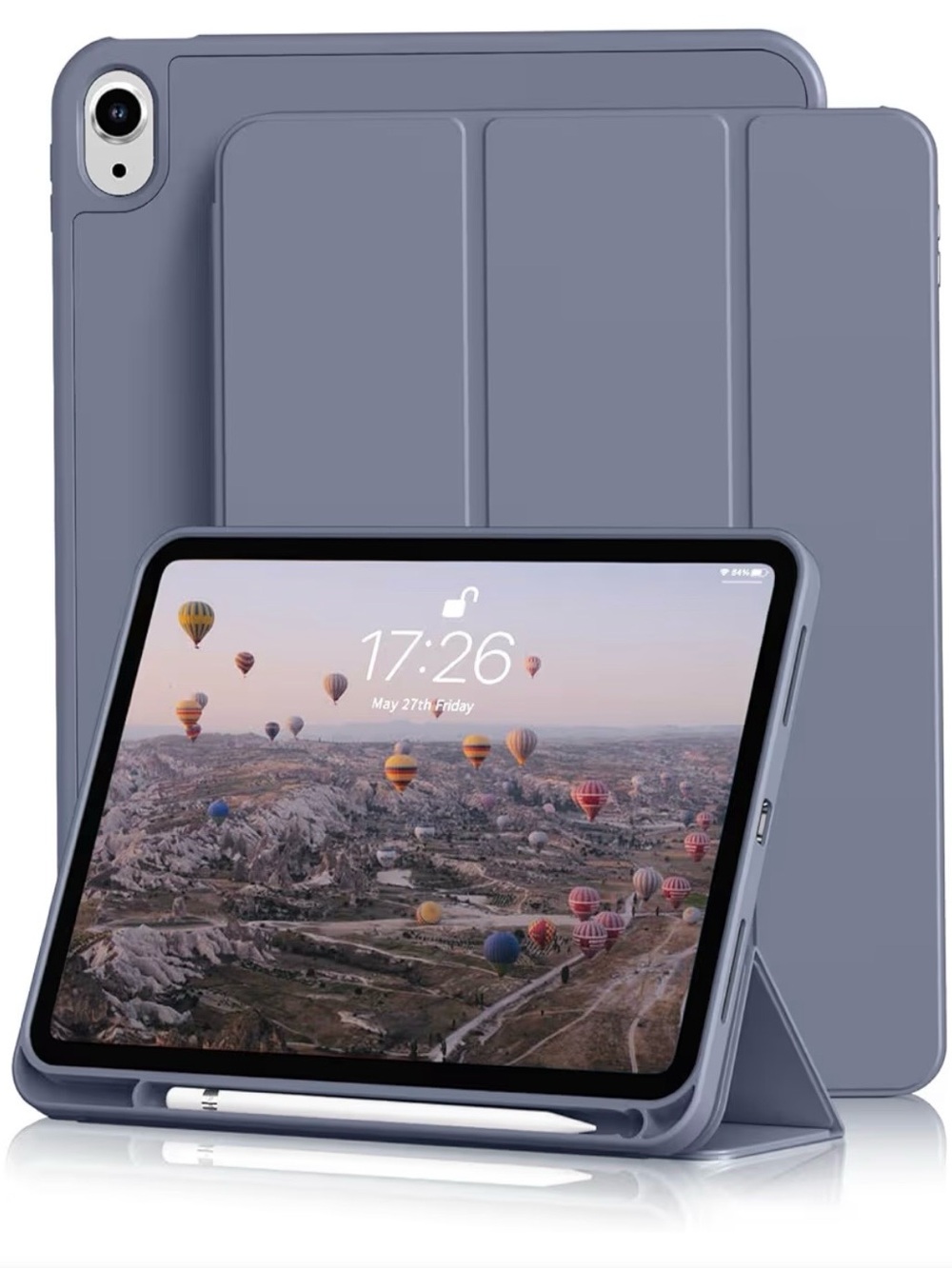 Kenke iPad Case with Pencil Slot - Slate Gray Purple NWT